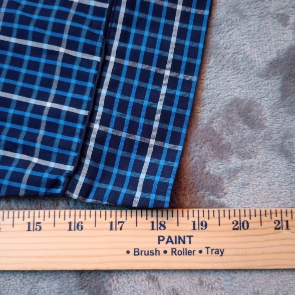 Hanes Mens Sleepwear 4XL Blue Plaid Woven Pajama Set Long Sleeve Shirt Pants NEW
